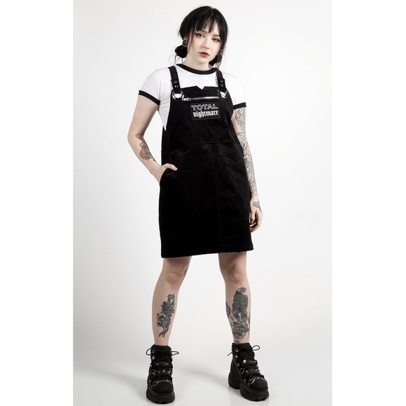 Disturbia Total Nightmare Corduroy Pinafore Dress - Picture 1 of 7